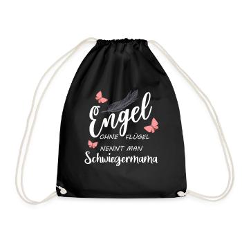 Engel ohne Flügel nennt man Schwiegermama Geschenk - Turnbeutel - Schwarz - Vorne