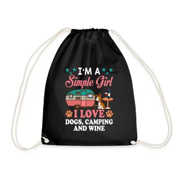 Je suis une fille simple, j'aime les chiens, le camping et le vin - Sac de sport léger - noir - Devant
