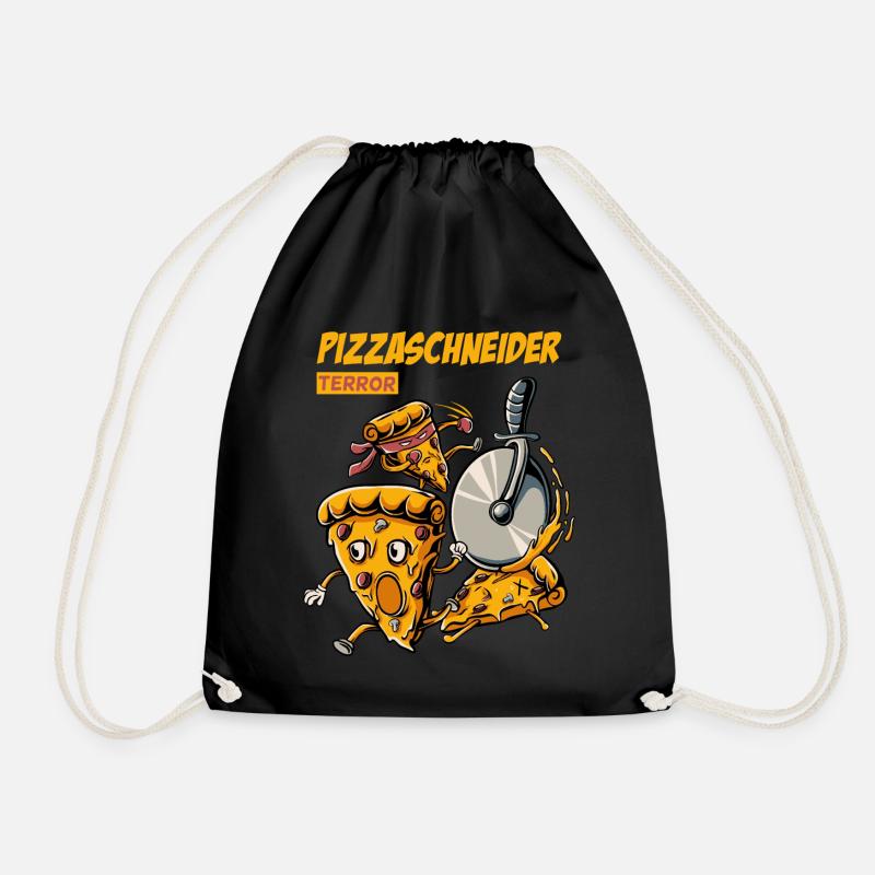 Funny Pizza Shirt | Pizza cutter | Pizza fan - Drawstring Bag - black