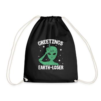 Alien Ufo Aliens Alien Space Gift - Drawstring Bag - black - Front
