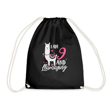 9th Birthday Lama - Drawstring Bag - black - Front
