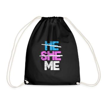 Queer LGBT Transgender Genderqueer gift - Drawstring Bag - black - Front