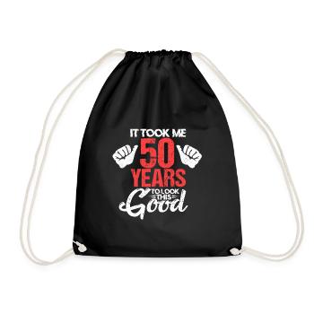 50th birthday - Drawstring Bag - black - Front