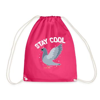Stay Cool Tauben Shirt Geschenk - Turnbeutel - Fuchsia - Vorne