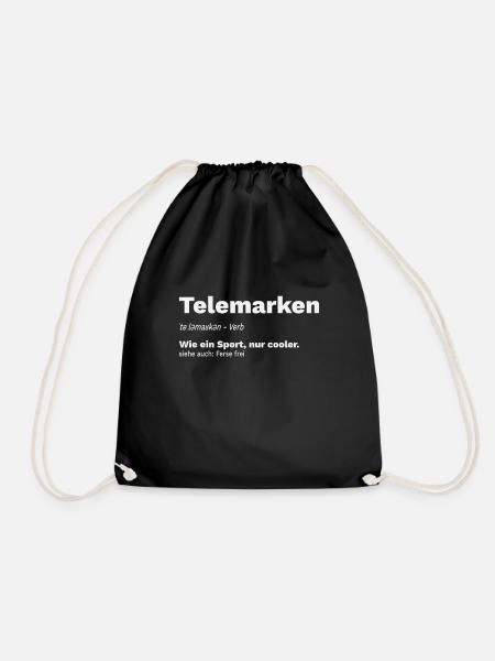 Telemark Free Heel Nordic Ski Telemark gift - Drawstring Bag - black