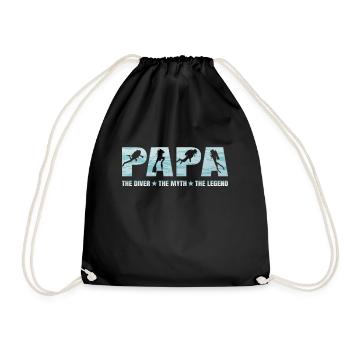 Dad diver myth legend father gift - Drawstring Bag - black - Front