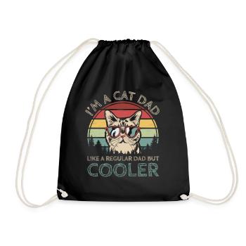 Cat Dad Kitty Cat Dad Funny Gift - Drawstring Bag - black - Front