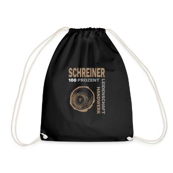 Schreiner Zimmerer Tischler Drechsler Geschenk - Turnbeutel - Schwarz - Vorne
