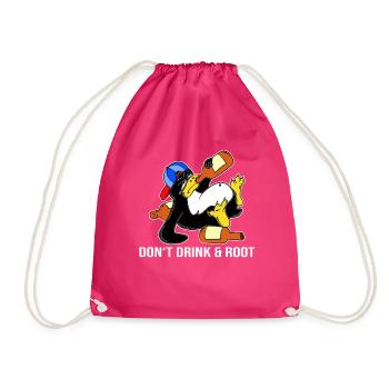 Linux Penguin Sudo Admin Funny Computer Science PC Nerd - Drawstring Bag - fuchsia - Front