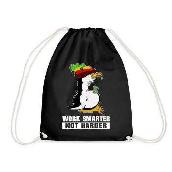 Linux Pinguin Kaffeepause Rasta Informatik PC Nerd - Turnbeutel - Schwarz - Vorne