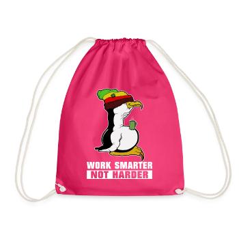 Linux penguin coffee break Rasta Informatik PC Nerd - Drawstring Bag - fuchsia - Front