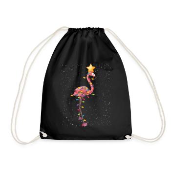 Flamingo Christmas Ornaments Tree Funny Sarcasm - Drawstring Bag - black - Front