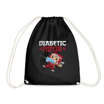 Diabetes diabetic insulin blood sugar gift - Drawstring Bag - black - Front
