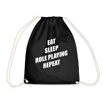 Eat Sleep Role Playing Repeat Gift Role-playing Game - Drawstring Bag - black - Front