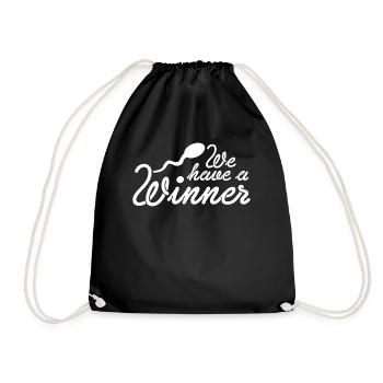 We Have A Winner Überraschung Schwanger - Turnbeutel - Schwarz - Vorne