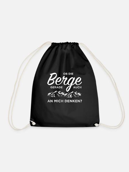 Wander Spruch Ob die Berge auch an mich denken - Turnbeutel - Schwarz