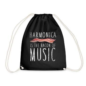 Harmonica Is The Bacon Of Music Harmonica - Drawstring Bag - black - Front
