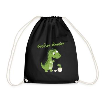 Großer Bruder - Geschenk Geburt Dino Junge - Turnbeutel - Schwarz - Vorne