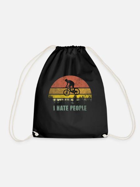 I Hate People Mountainbiker T-Shirt Geschenk - Turnbeutel - Schwarz