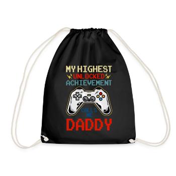 My Highest Unlocked Achievement Calls Me Daddy - Drawstring Bag - black - Front