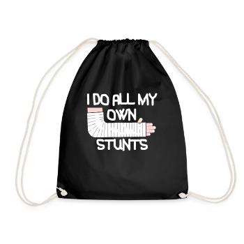I Do All My Own Stunts T-Shirt Broken Arm - Drawstring Bag - black - Front