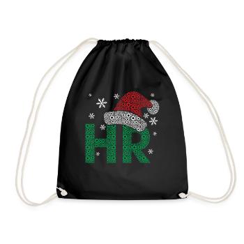 HR Santa Hat Human Resource Management Funny - Drawstring Bag - black - Front