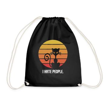 Je déteste les gens chat rétro drôle cadeau - Sac de sport léger - noir - Devant