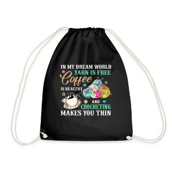 Le fil des amateurs de crochet est gratuit Le café est sain - Sac de sport léger - noir - Devant