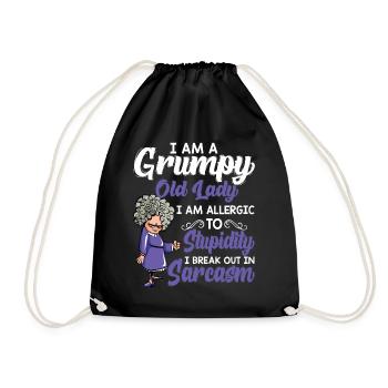 Grumpy Old I Am Allergic To Stupidity T Shirt - Turnbeutel - Schwarz - Vorne