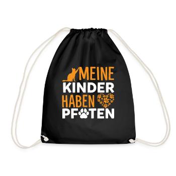 Meine Kinder Haben Pfoten Funny Cat Lovers German - Turnbeutel - Schwarz - Vorne