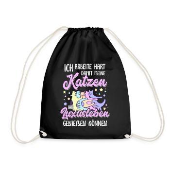 Katzenmama Katzen Spruch Katzenliebhaber Geschenk - Turnbeutel - Schwarz - Vorne