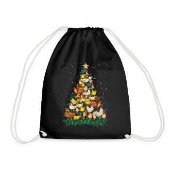 T-shirt drôle de poulet de pin de poulets de Noël - Sac de sport léger - noir - Devant