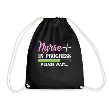 Nurse In Progress Please Wait Funny T Shirt - Turnbeutel - Schwarz - Vorne