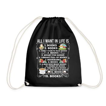 Tout ce que je veux dans la vie, ce sont des livres T-shirt - Sac de sport léger - noir - Devant