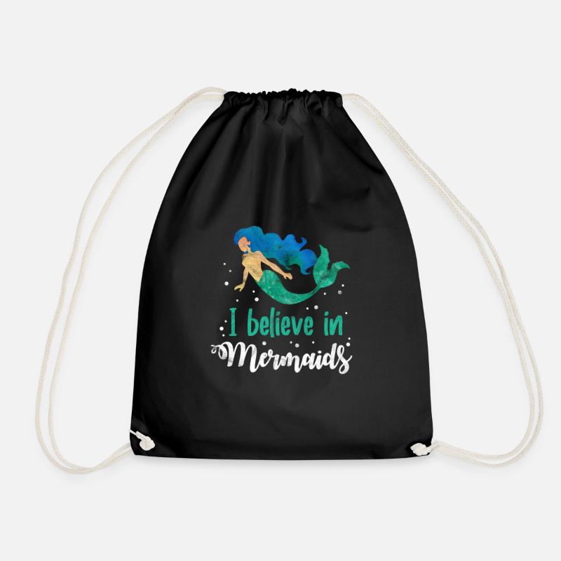 Meerjungfrau Meer Mermaid Märchen Geschenk - Turnbeutel - Schwarz