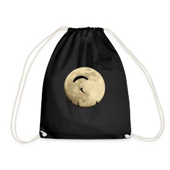 Speedflying full moon at night flight with stars - Drawstring Bag - black - Front
