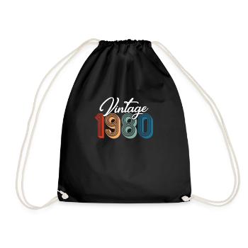 Vintage 1980 - Drawstring Bag - black - Front