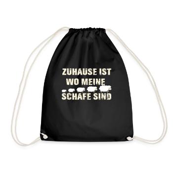 Zuhause Ist Wo Meine Schafe Sind | Lustiges Schaf - Turnbeutel - Schwarz - Vorne