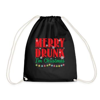 Merry Drunk I'm Christmas Sarcastic Drinking Shirt - Turnbeutel - Schwarz - Vorne