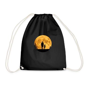 Mond Papa Vater mit Sohn bei Vollmond Nacht - Turnbeutel - Schwarz - Vorne
