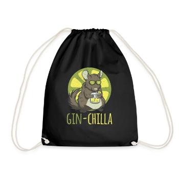Ginchilla Longdrink lustiges Design Nagetier. - Turnbeutel - Schwarz - Vorne
