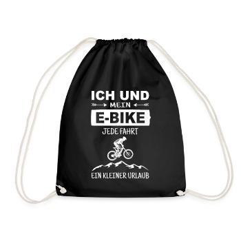 Ich und mein E-Bike Radfahrer Geschenk Fahrrad MTB - Turnbeutel - Schwarz - Vorne