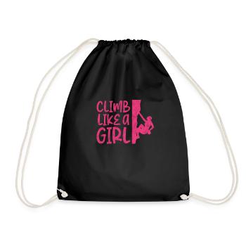 Klettern Mädchen Kletterer Bergsteigen Geschenk - Turnbeutel - Schwarz - Vorne