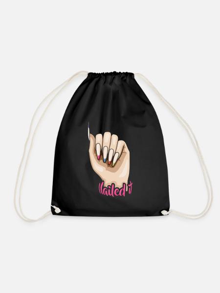 Nailed it - nail designer nail salon - Drawstring Bag - black