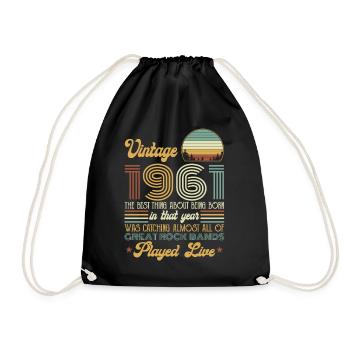 Vintage 1961 Rock Music Lovers Birthday Gift Shirt - Drawstring Bag - black - Front