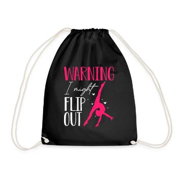 Warning I Might Flip Out Gymnastics T-Shirt - Drawstring Bag - black - Front