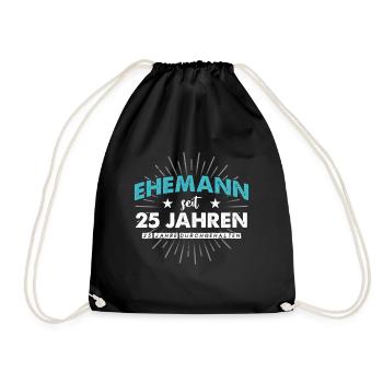 Silberhochzeit Geschenk 25 Jahre Hochzeitstag - Turnbeutel - Schwarz - Vorne