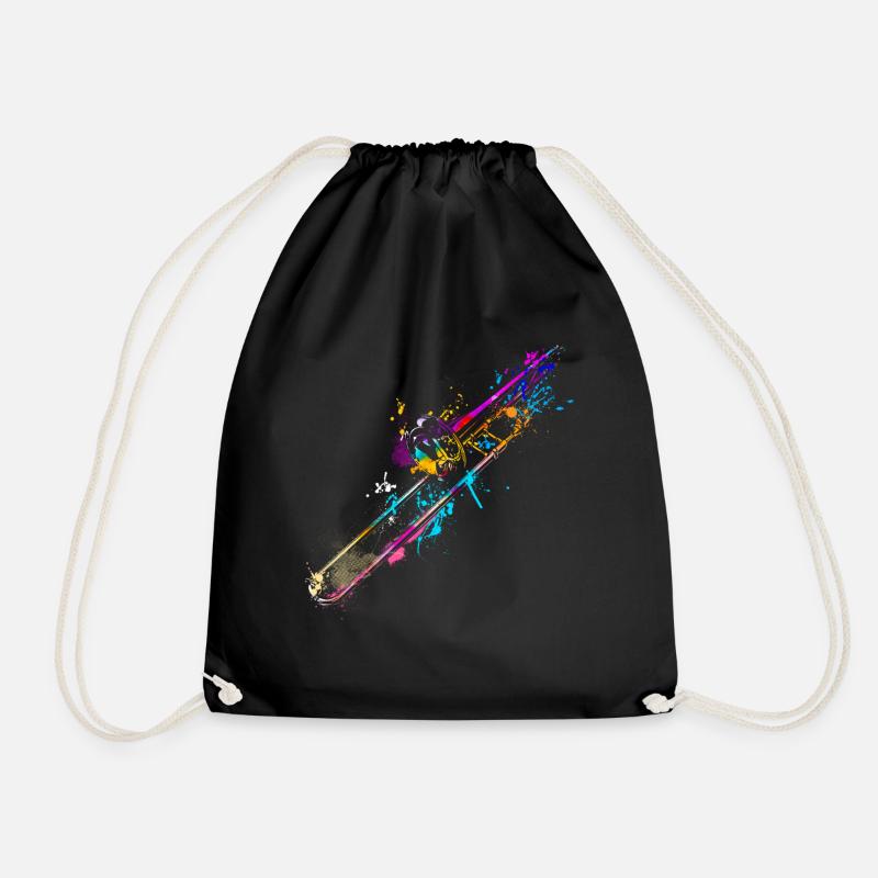 Tromboniste | Trombone splash de cadeau de couleur pour - Sac de sport léger - noir