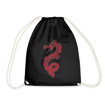 Japanese dragon t-shirt gift - Drawstring Bag - black - Front
