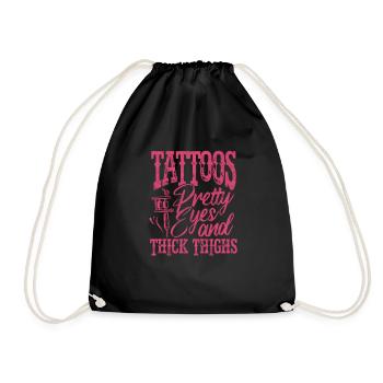 Tattoo tattooed tattoos tattoo gift - Drawstring Bag - black - Front